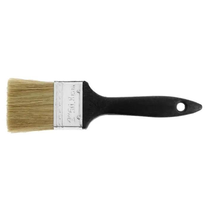 Кисть плоская ЛОМ, натуральная щетина, пластиковая рукоятка, 2", 50 мм