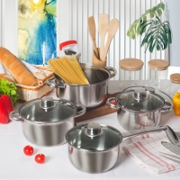 Кастрюля с крышкой из нержавеющей стали Доляна &laquo;Классика&raquo;, 1,5 л, d=17,5 см, капульное дно