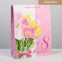 Пакет подарочный ламинированный, упаковка, &laquo;8 марта&raquo;, L 31 х 40 х 11.5 см