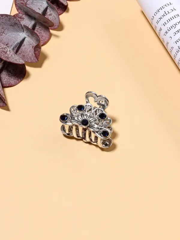 Крабик для волос &laquo;Синий туман&raquo;, цветок, 2.3 см, серебро