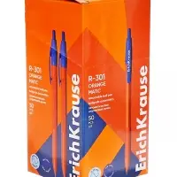Ручка шариковая ErichKrause. R-301 Matic Orange, автоматическая, синий стержень, узел 0.7 мм