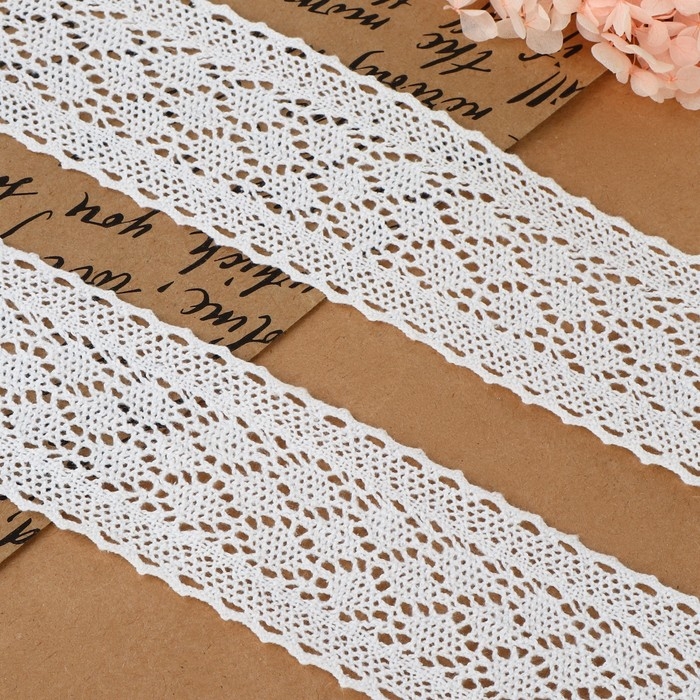 Кружево вязаное, 50 мм &times; 10 &plusmn; 1 м, цвет белый