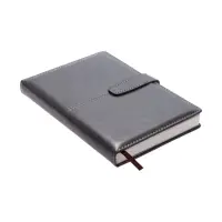 Ежедневник недатированный формат А5, с хлястиком, 128л, линия, пвх, Серый