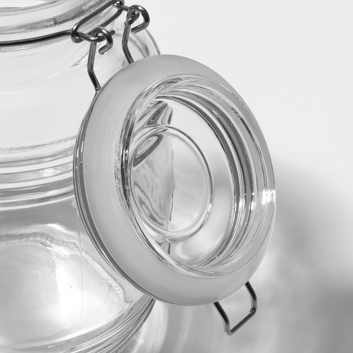 Банка стеклянная для хранения сыпучих продуктов Доляна &laquo;Уют&raquo;, 2,1 л, 12&times;19 см, с бугельным замком