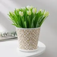 Горшок для цветов Доляна &laquo;Кракле&raquo;, 800 мл, цвет белый