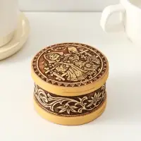 Шкатулка круглая "Машенька", 8,5х5см, береста
