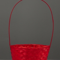 Корзина плетёная, 20&times;20&times;9 см, ручка h=25 см, бамбук, красная