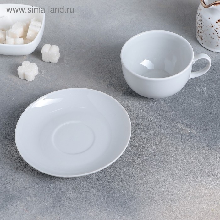 Чайная пара фарфоровая &laquo;Янтарь&raquo;, 200 мл, чашка d=8,8 см, блюдце d=14 см