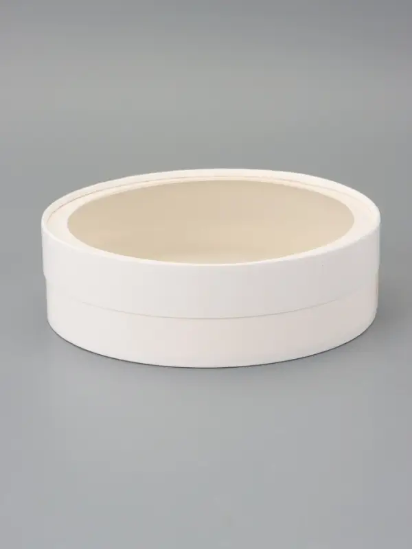 Коробка подарочная круглая с окном, завальцованная, белая, 20&times;6 см