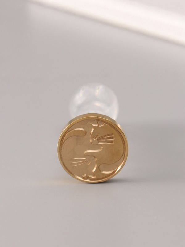 Сургучный набор "Котики Инь-Ян" печать, ручка, сургуч 12,5х10х3,6 см