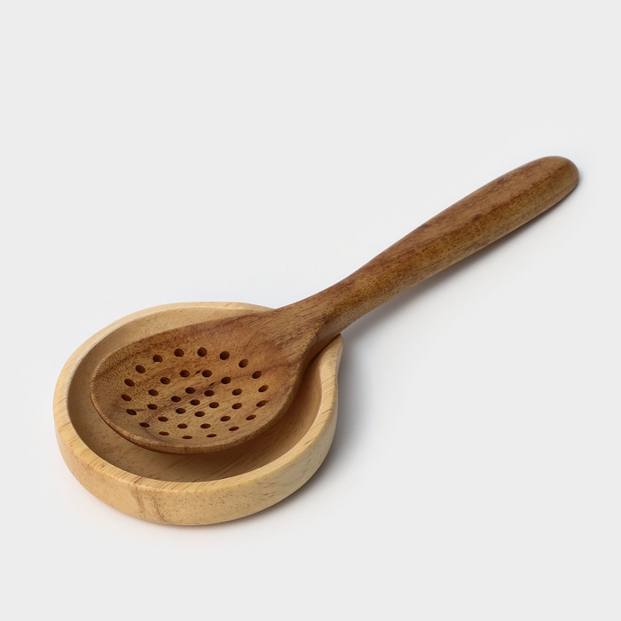 Подставка под ложку, 11,5&times;13,5&times;2,5 см, гевея