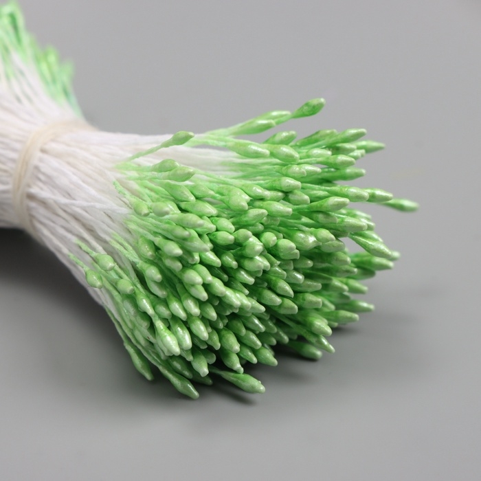 Тычинки для искусственных цветов глянец "Рисинки" зелёный набор 360 шт длина 6 см