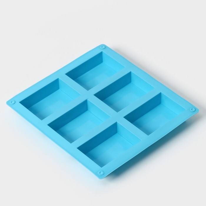 Форма для выпечки Доляна &laquo;Фигуры.Прямоугольник&raquo;, силикон, 22&times;20,5&times;2,5 см, 6 ячеек (5,5&times;8 см), цвет МИКС