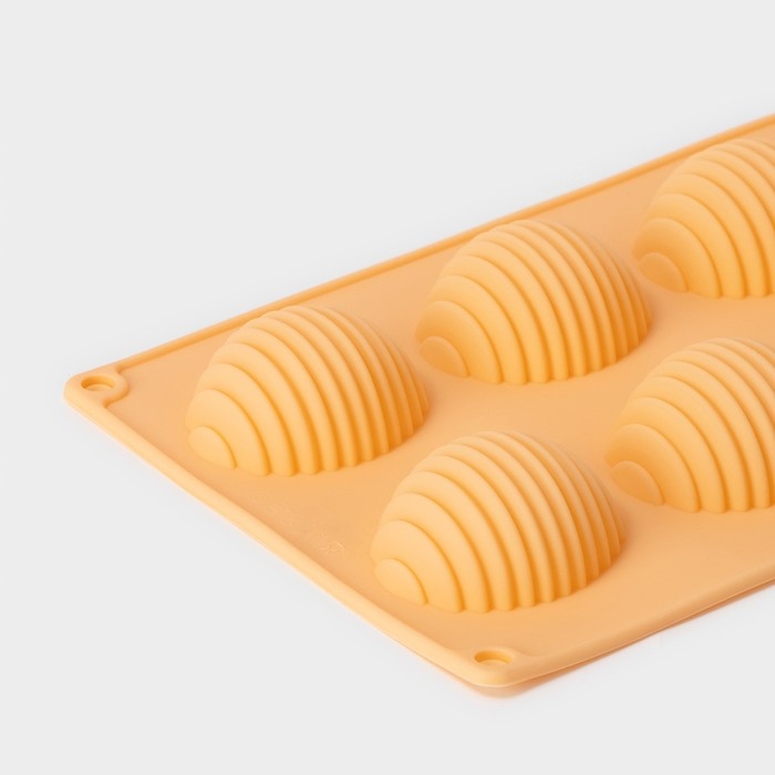 Форма для выпечки Доляна &laquo;Насекомые. Улей&raquo;, силикон, 28&times;17 см, 8 ячеек (4,5&times;5,5&times;3 см), цвет оранжевый