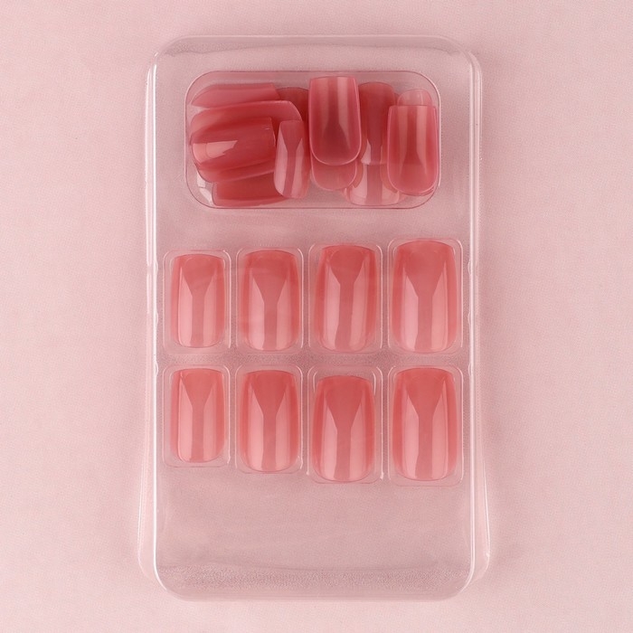 Накладные ногти &laquo;Тёмный беж&raquo;, 24 шт, клеевые пластины, форма квадрат, цвет глянцевый темно-бежевый