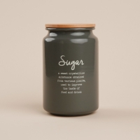 Банка для сахара SL Home, 9,5&times;14 см, цвет серый, с бамбуковой крышкой