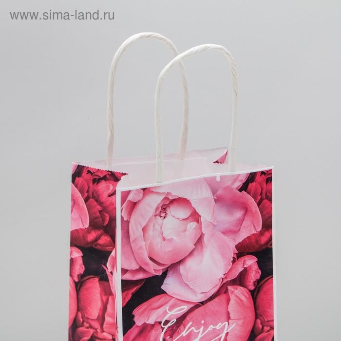 Пакет подарочный крафтовый, упаковка, &laquo;Enjoy&raquo;, 12 х 21 х 9 см