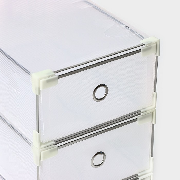 Коробка для хранения обуви выдвижная Доляна Middle size, 20&times;31&times;11 см, 3 шт, цвет белый