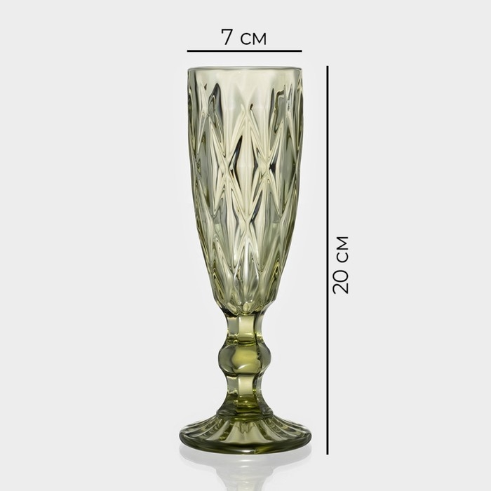 Набор бокалов из стекла для шампанского Magistro &laquo;Круиз&raquo;, 160 мл, 7&times;20 см, 6 шт, цвет зелёный