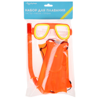 Набор для плавания детский ONLYTOP: маска, трубка, ласты безразмерные, цвета МИКС