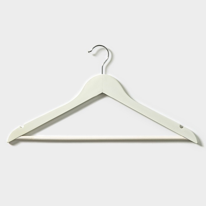 Плечики - вешалки для одежды Доляна, 44,5&times;23 см, 3 шт, с перекладиной, широкие плечики, деревянные сорт B, цвет белый