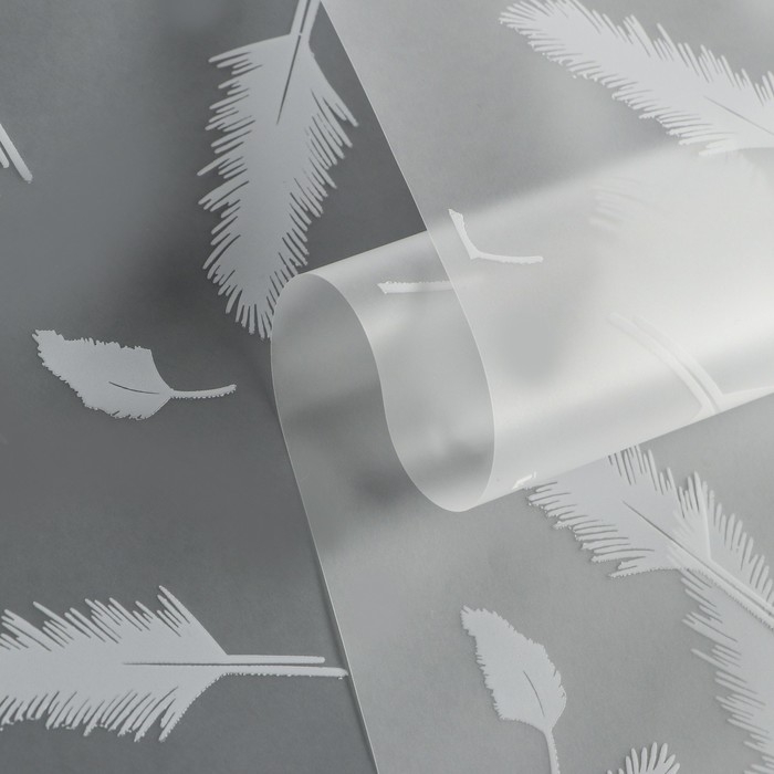 Пленка для цветов, матовая,"Перья", белый, 0,6 х 9м &plusmn;5%