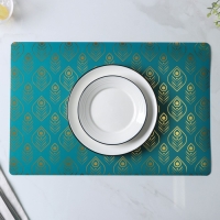 Салфетки сервировочные на стол Доляна &laquo;Перья&raquo;, 4 шт, 30&times;45 см, цвет бирюзовый