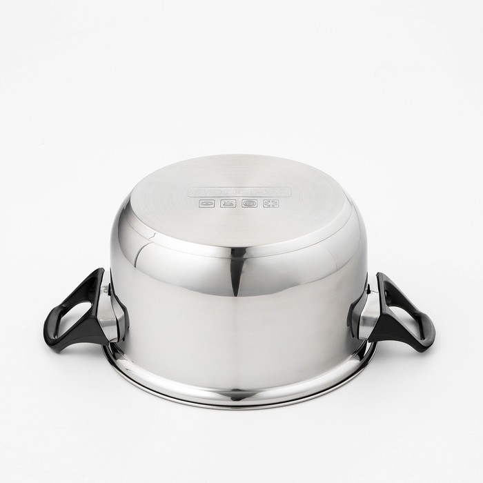 Кастрюля из нержавеющей стали Доляна &laquo;Чёрная ночь&raquo;, 2,2 л, с крышкой