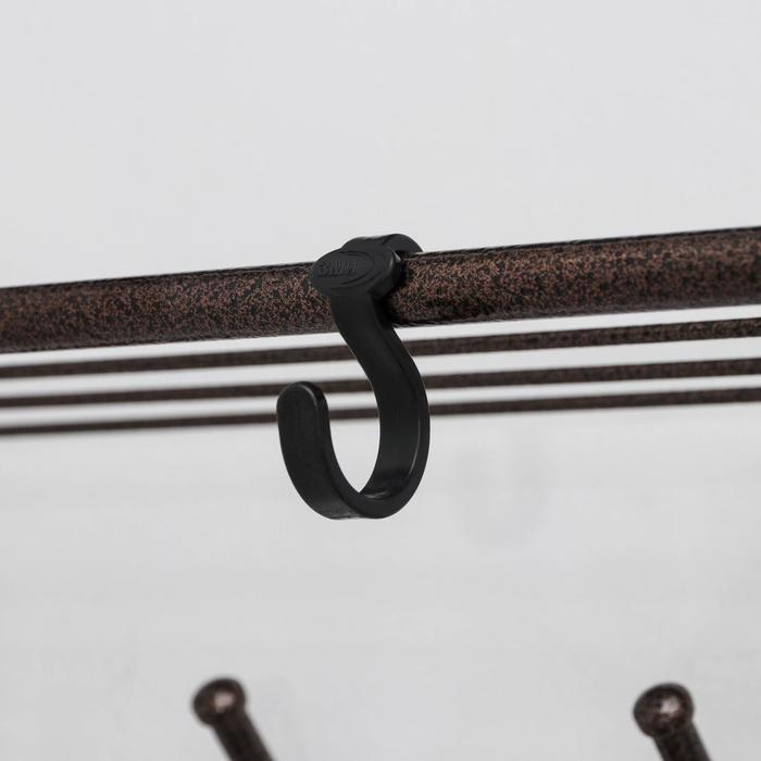 Вешалка настенная с полкой на 5 крючков, 60&times;22&times;26,5 см, цвет медный антик