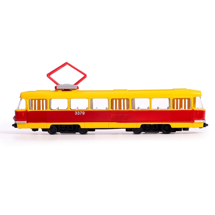 Машина металлическая &laquo;Трамвай&raquo;, световые и звуковые эффекты, открываются двери, инерционная, 18 см