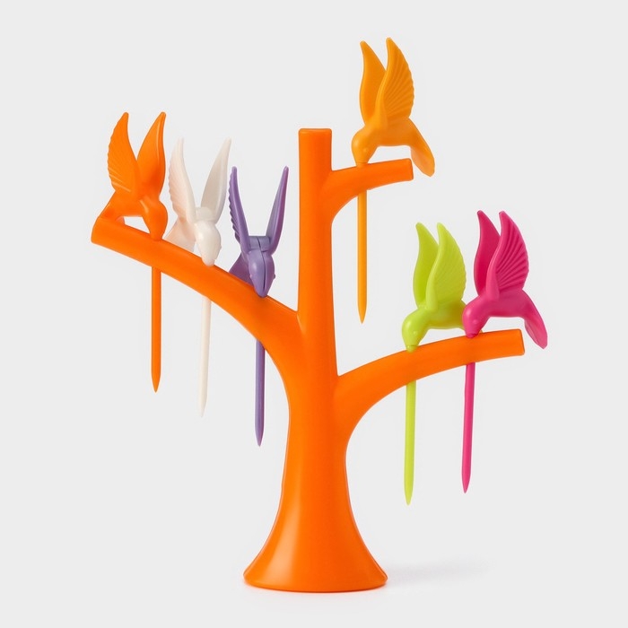 Набор для канапе &laquo;Птицы&raquo;, на подставке, 6 шпажек, цвет МИКС