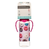 Бутылочка для кормления &laquo;Пончики&raquo;, классическое горло, 250 мл., от 3 мес., цилиндр, с ручками