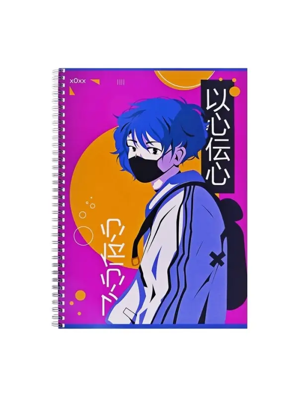 Компл тетр из 2шт A4 на гребне 96л кл Аниме.Парень киберпанк,мел карт+ТВИН,офсет (9944272)