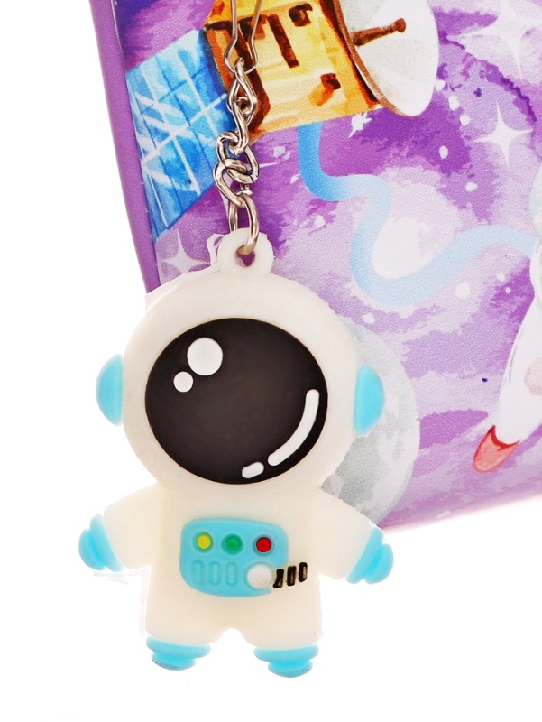 Пенал школьный на молнии  Космонавт, с подвеской