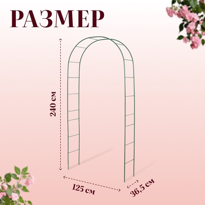 Арка садовая, разборная, 240 &times; 125 &times; 36.5 см, металл, зелёная, Greengo