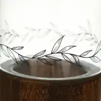 Стеклянная ваза с деревянной подставкой, 10х25,5х10 см