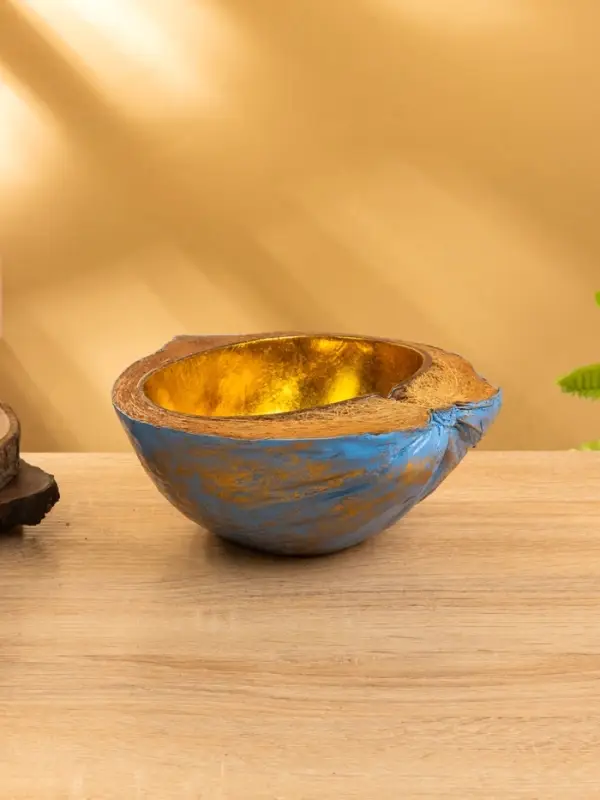 Чаша из кокоса, 22&times;19&times;10 см, сине-золотая