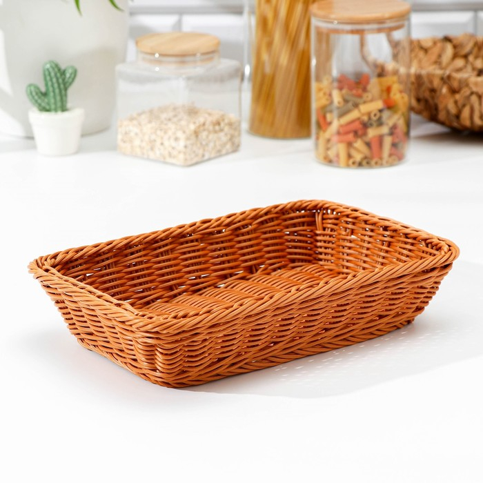 Корзина для продуктов Доляна, 30&times;19,5&times;6 см, цвет коричневый