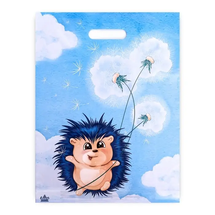 Пакет &laquo;Ежик с одуванчиком&raquo;, полиэтиленовый с вырубной ручкой, 30&times;40 см, 60 мкм