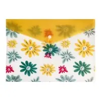 Папка-конверт на кнопке, А4, 180 мкм, "Цветы", МИКС