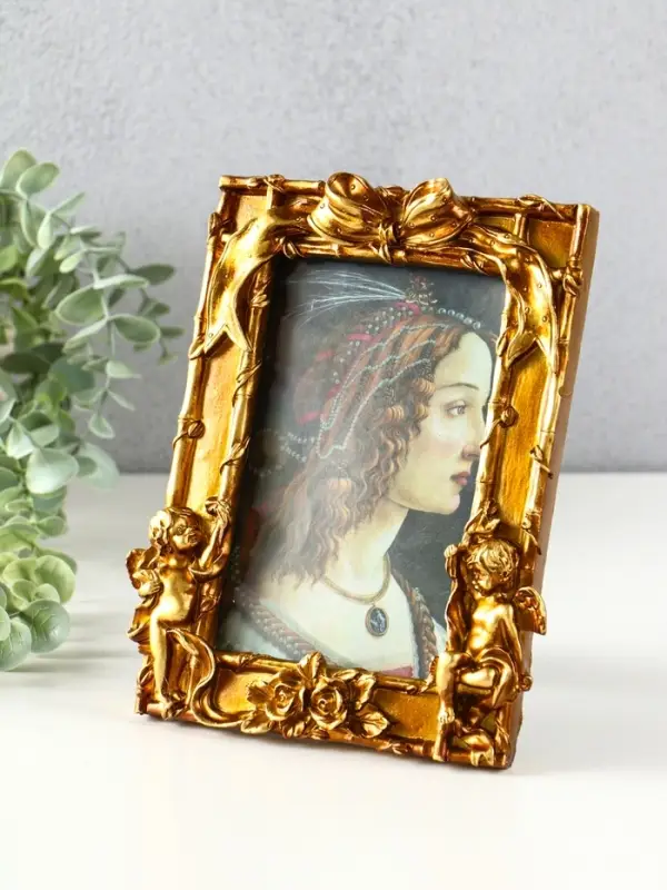 Фоторамка полистоун 10х15 см "Ангелы с бантом" бронза 20х16,5х2,5 см