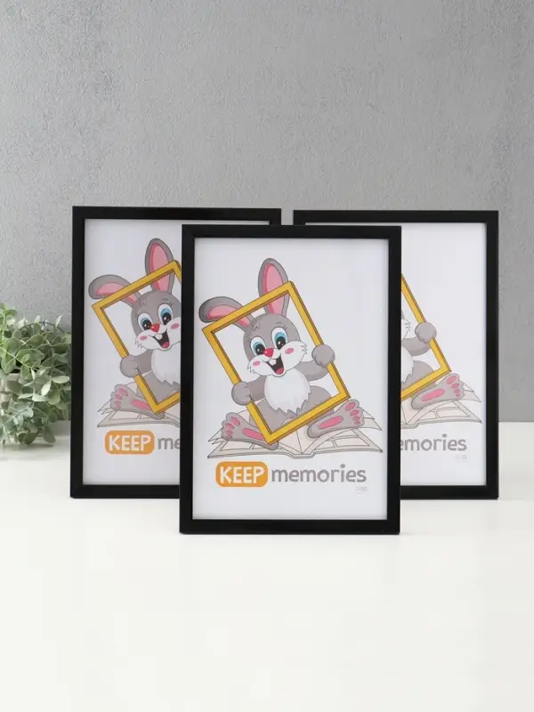 Фоторамка "Формат" 21х30 см,  с подножкой, набор 3 шт, (пластиковый экран), чёрный