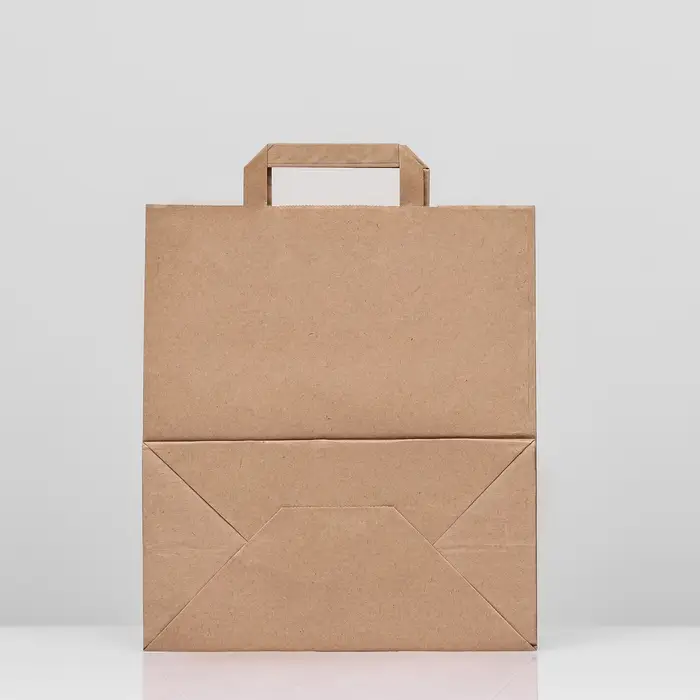 Пакет крафт без печати, плоская ручка 28&times;15&times;32 см