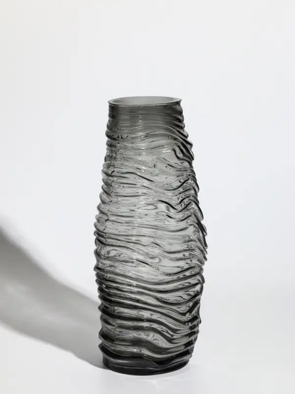 Ваза стекло настольная "Ванесса" полосы, 30х12 см, серый