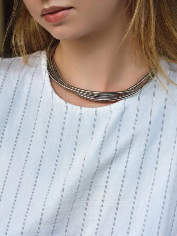 Чокер &laquo;Многослойный&raquo; крупный металлический, цвет серебро