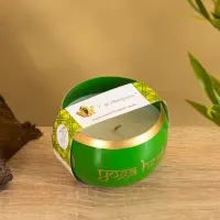 Свеча в чаше Yoga heal the soul зелёная, соевый воск 200 гр 8,5х7 см