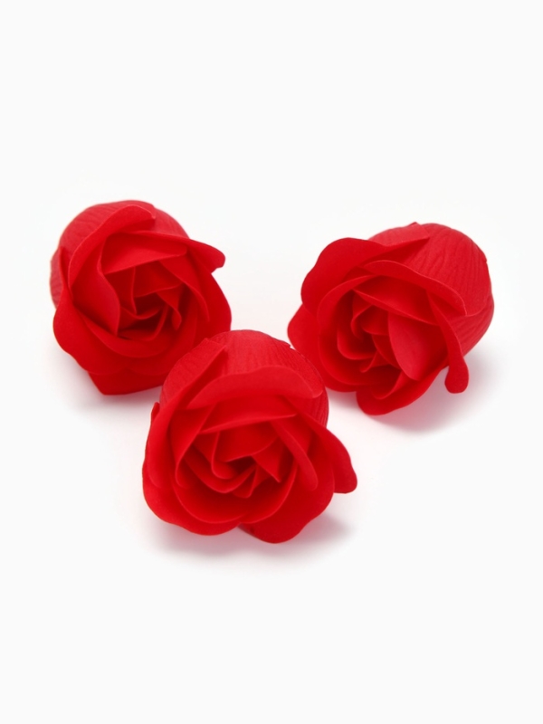 18 мыльных красных роз с надписью в коробке