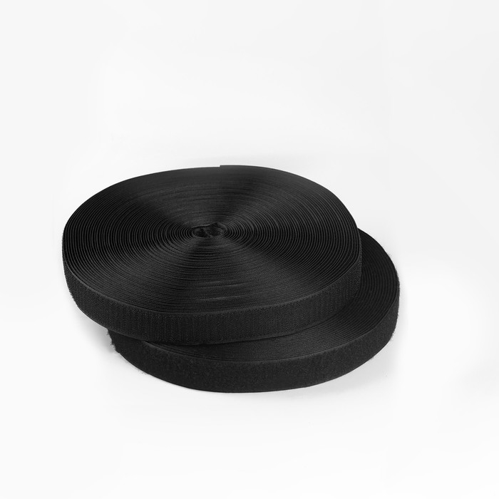 Липучка, 30 мм &times; 25 &plusmn; 1 м, цвет чёрный