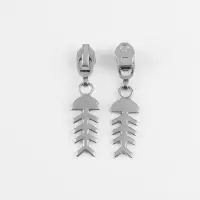 Бегунок для молнии &laquo;Спираль&raquo;, №3, &laquo;Рыба&raquo;, 10 шт., цвет никель