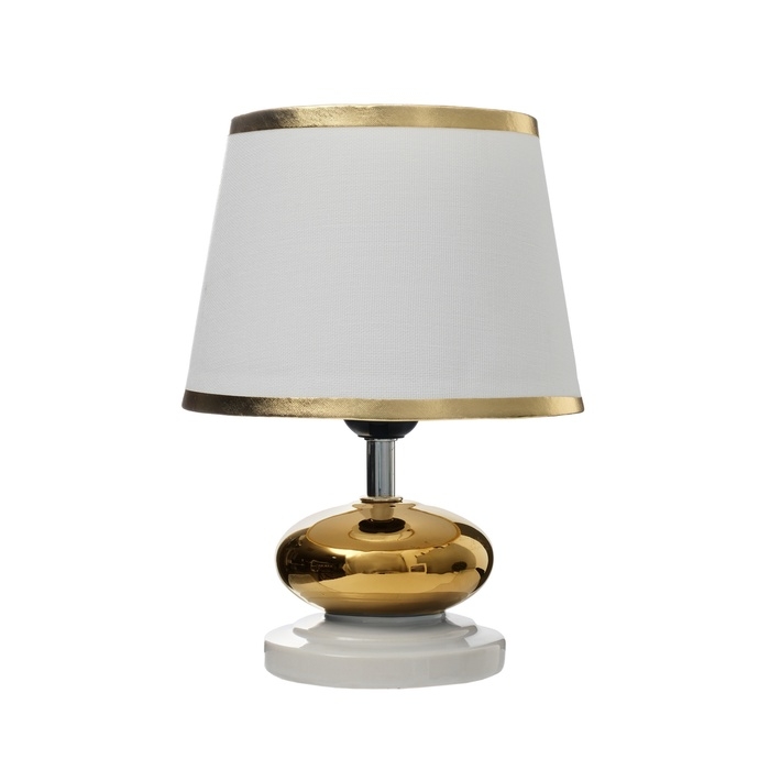 Настольная лампа с абажуром RISALUX &laquo;Капли&raquo;, 1&times;40 Вт, Е27, белый/золото, 17&times;17&times;24 см